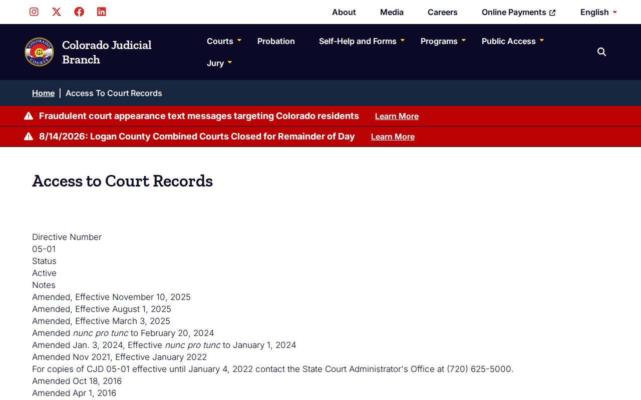 Teller County civil court dockets public access directive information