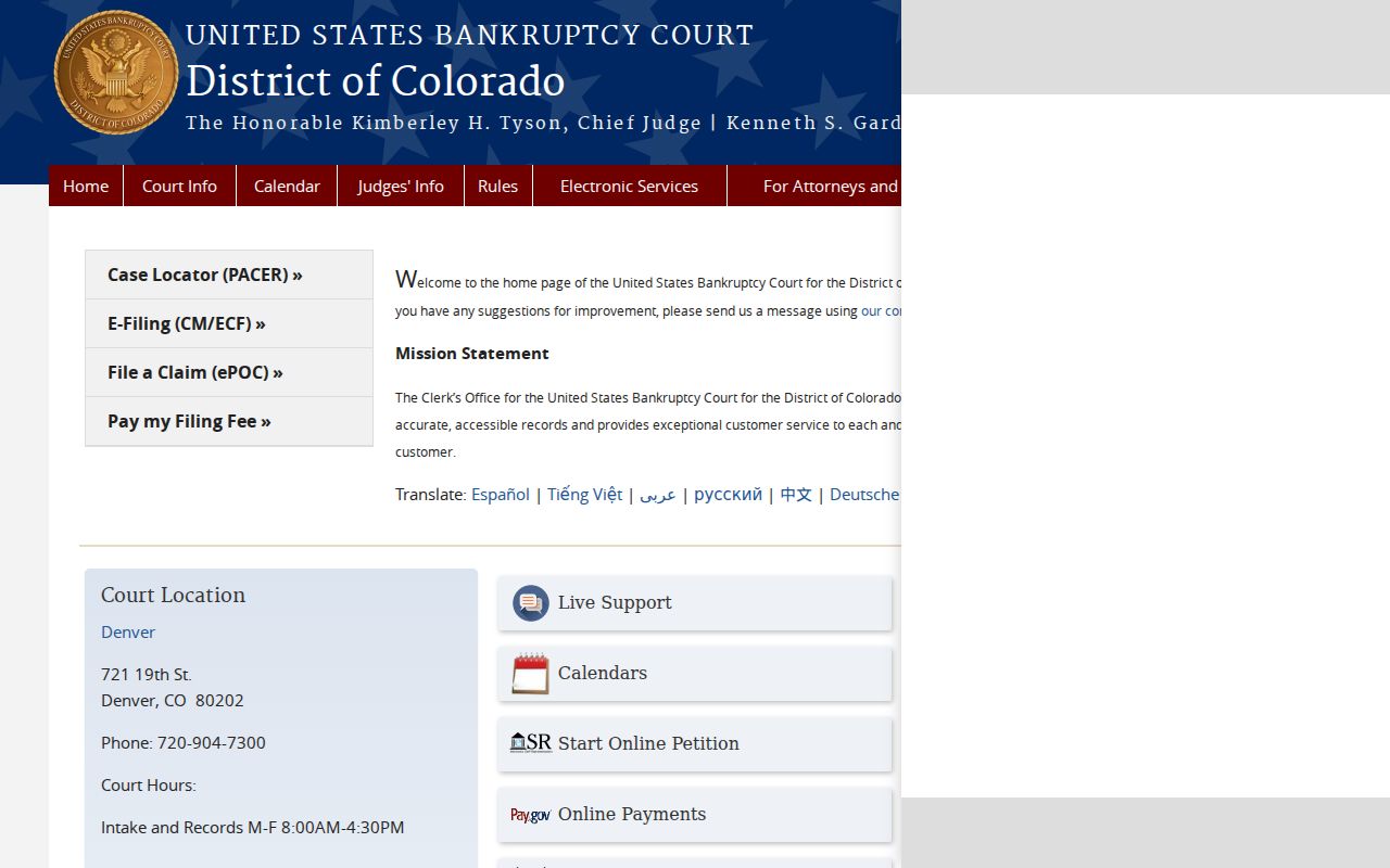 Teller County court records source for Colorado federal bankruptcy cases