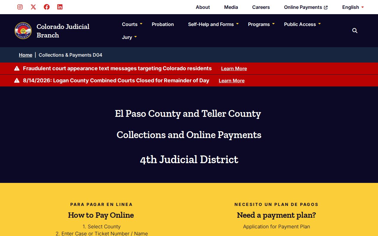Teller County traffic court records case and ticket payment search